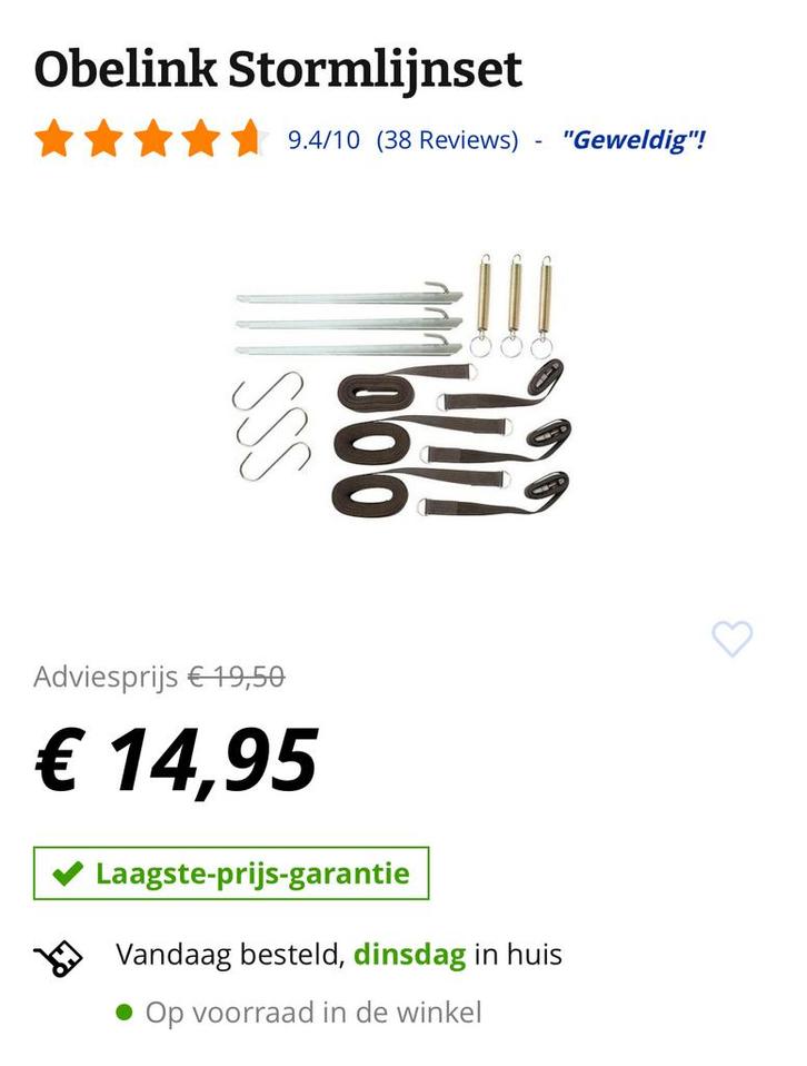 2 Nieuwe Obelink Stormlijnsets, Caravans en Kamperen, Tentaccessoires, Nieuw, Ophalen of Verzenden