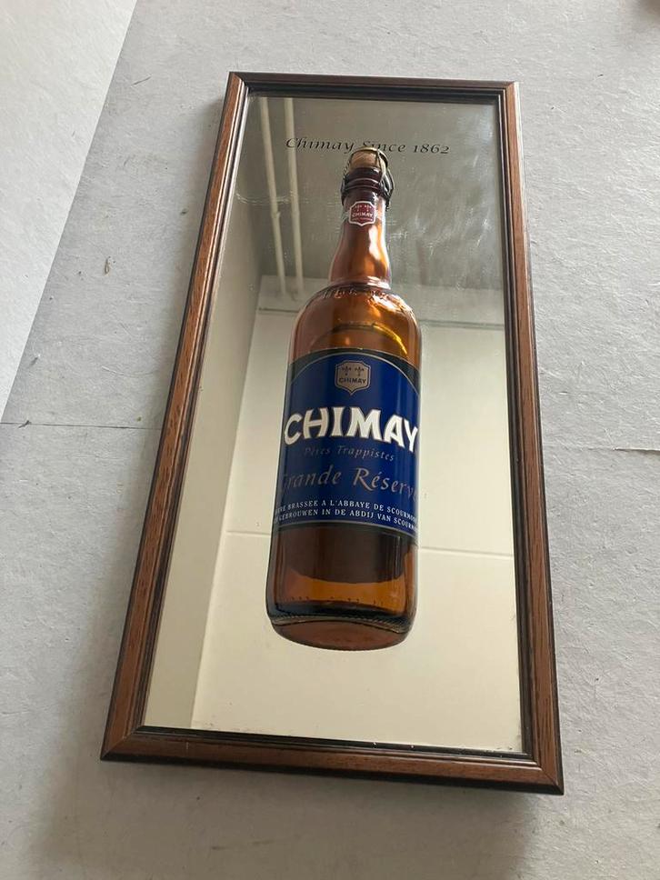 Chimay bar spiegel met echte halve fles, uniek reclamebord, Verzamelen, Merken en Reclamevoorwerpen, Gebruikt, Reclamebord, Ophalen of Verzenden