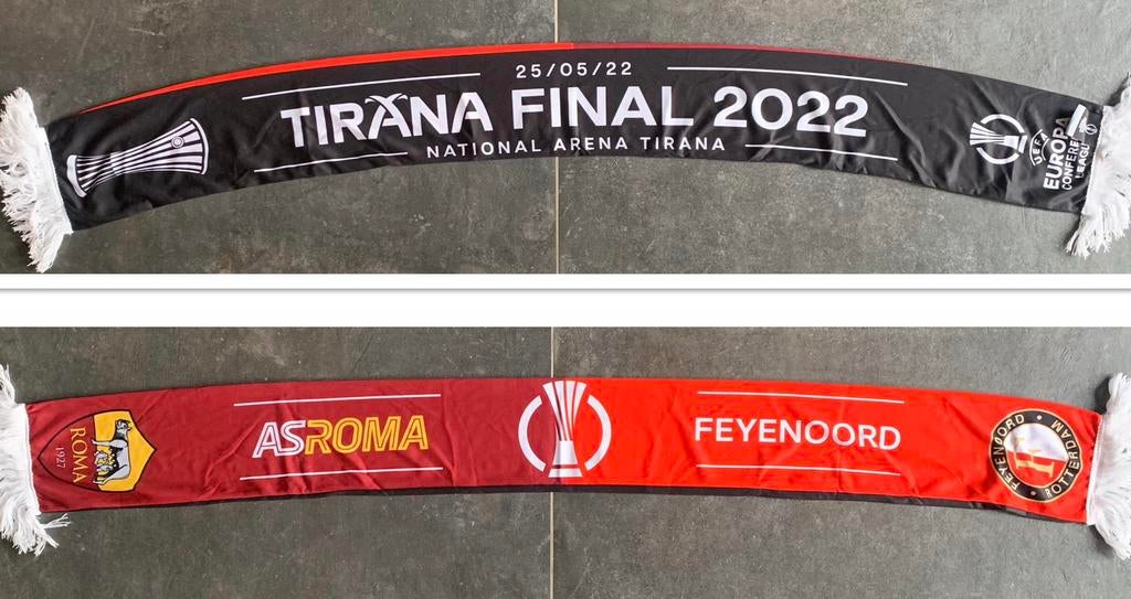 Feyenoord-AS Roma: Tirãna Finale 2022 Sjaal, Verzamelen, Sportartikelen en Voetbal, Ophalen of Verzenden