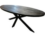 Ovale Eettafel Zwart Mangohout 180cm - Nieuw in doos!, Ophalen, 100 tot 150 cm, Nieuw, Vijf personen of meer