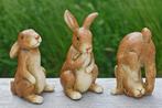 Leuke Haasjes, konijntjes, set van 3, bruin, Pasen, Ophalen of Verzenden, Nieuw, Steen, Dierenbeeld