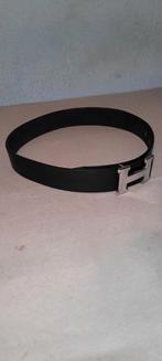 Elegante zwarte riem met zilveren gesp, Ophalen, 95 tot 105 cm, Riem of Ceintuur, Echt leder