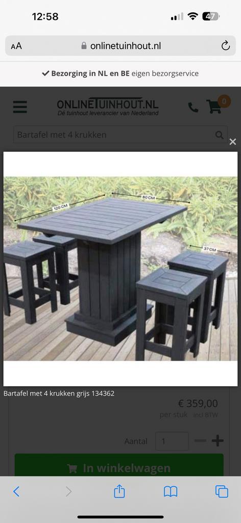 Bartafel mt krukken, Tuin en Terras, Tuinmeubel-accessoires, Zo goed als nieuw, Ophalen