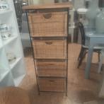 Rieten ladekast in zwart ijzeren frame met 4 laden., Huis en Inrichting, Kasten | Ladekasten, Ophalen, Gebruikt, 3 of 4 laden