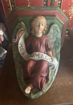 Antieke console met engel, van gips, Rex Sum Ego, Ophalen of Verzenden