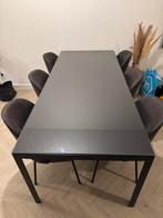 Piet Klerkx Eettafel + 6 Stoelen + Glasplaat (op maat), Huis en Inrichting, Tafels | Eettafels, Ophalen, Eikenhout, 200 cm of meer