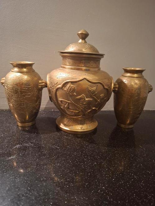 Drietal rituele vazen - Nepal, Antiek en Kunst, Antiek | Koper en Brons, Koper, Ophalen
