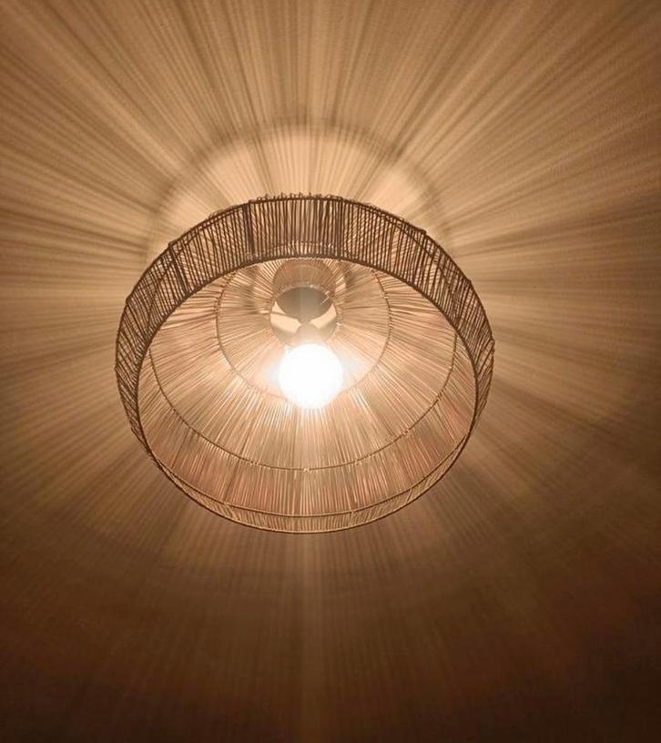 Metalen Bronskleurige Hanglamp - Sfeervolle Verlichting, Huis en Inrichting, Lampen | Hanglampen, Gebruikt, Minder dan 50 cm, Metaal