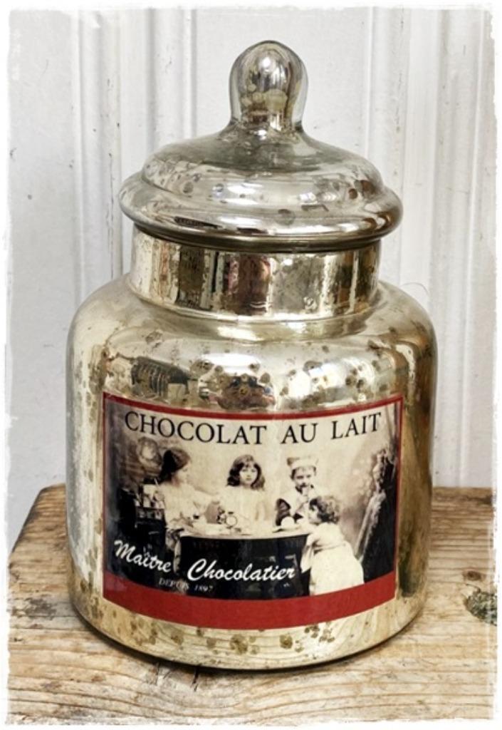 Snoep/ of chocoladepot van armeluiszilver, nostalgische afb., Antiek en Kunst, Curiosa en Brocante, Ophalen of Verzenden