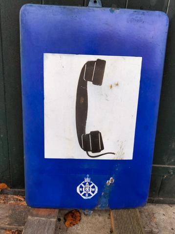 Oud geëmailleerd ANWB bord tbv telefooncel / telefoonpaal  beschikbaar voor biedingen