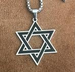 Zilverkleurige Davidster Ketting met lange ketting, Nieuw, Ophalen of Verzenden, Zilver, Overige materialen