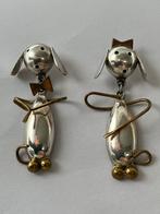 Zilveren oorbellen Honden Teckel Spaniel Hangende oren, Ophalen of Verzenden, Zo goed als nieuw, Zilver, Zilver
