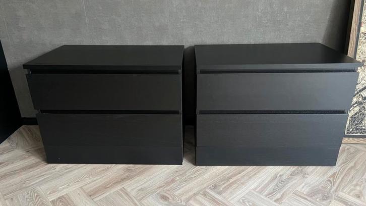 2x ikea malm nachtkastjes ladekasten 80brx61hx48d €35 per.st, Huis en Inrichting, Slaapkamer | Nachtkastjes, Zo goed als nieuw