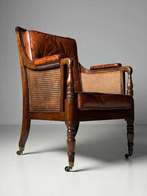 Engelse Library Bergère William IV 1835, Antiek en Kunst, Antiek | Meubels | Stoelen en Banken, Ophalen