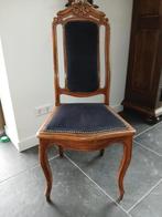 antieke eetkamerstoelen 6 stuks blauw/zwart, Ophalen, Gebruikt, Blauw, Stof