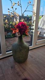 XL Mica Vaas met satijnen bloemstuk – setprijs €40,-, Ophalen of Verzenden, Nieuw, Binnen
