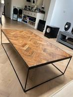 Exclusieve visgraat salontafel met eiken blad metalen frame, Huis en Inrichting, Tafels | Salontafels, Nieuw, Ophalen of Verzenden