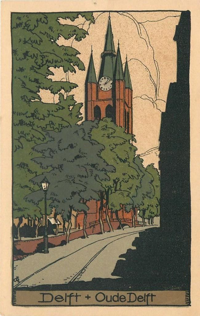 701008033 Delft Oude Delft, Verzamelen, Ansichtkaarten | Nederland, Zuid-Holland, Voor 1920, Verzenden