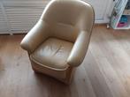 lederen Fauteul met rieten romp., Ophalen, Gebruikt, Country, Leer