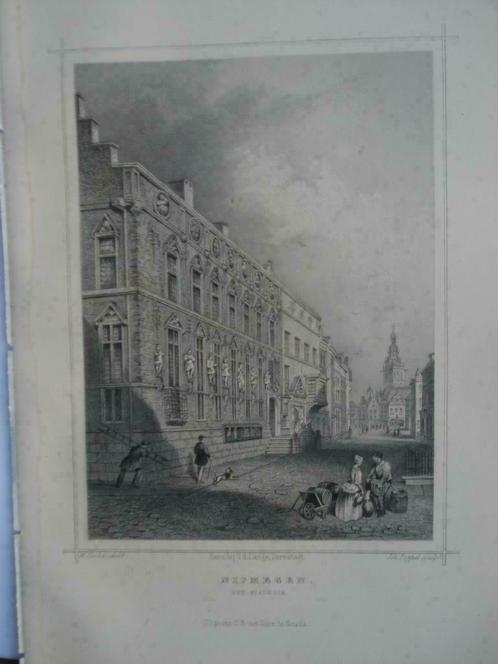 105 / Nijmegen Stadhuis  Staalgravure  1860, Antiek en Kunst, Kunst | Etsen en Gravures, Ophalen of Verzenden