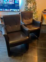 Set van 4 leren eetkamerstoelen, Huis en Inrichting, Ophalen, Gebruikt, Bruin, Leer