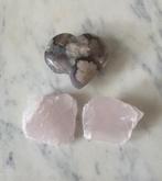 Stenen/mineralen set: 2x mangano calciet&‘zwarte’ bloemagaat, Ophalen of Verzenden, Mineraal