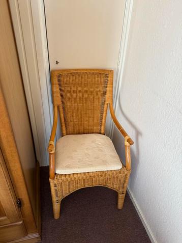 Rotan/rieten stoel met kussen beschikbaar voor biedingen