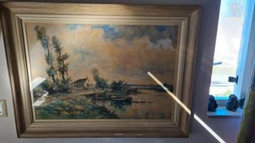 Hollands landschap schilderij J.C. van der Heijden beschikbaar voor biedingen