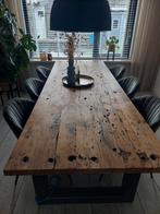 Unieke wagonplanken eiken houten eettafel, Ophalen, Gebruikt, 200 cm of meer, 50 tot 100 cm