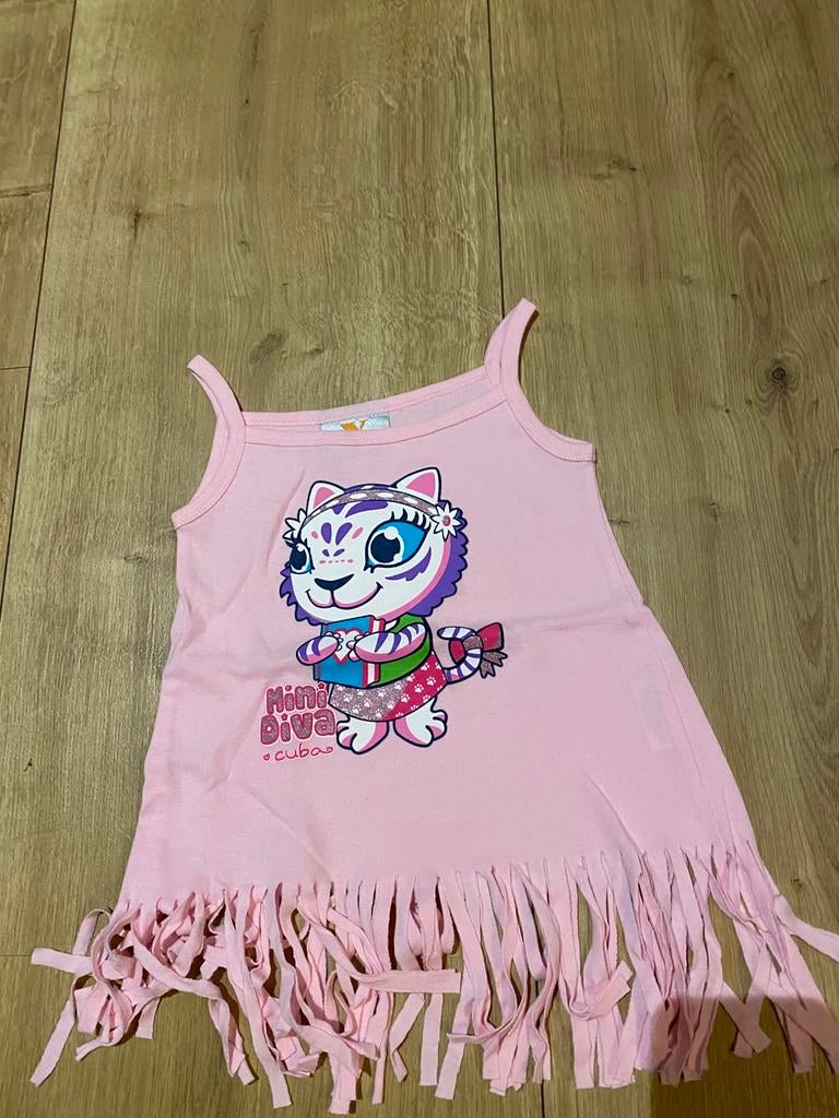 Licht roze top met franjes maat 140, Ophalen of Verzenden, Zo goed als nieuw, Meisje, Shirt of Longsleeve