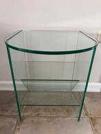 Glazen bijzettafel, incl lectuurbak, Piet Klerkx, glas, Huis en Inrichting, Tafels | Sidetables, Ophalen, 50 tot 100 cm, Overige vormen