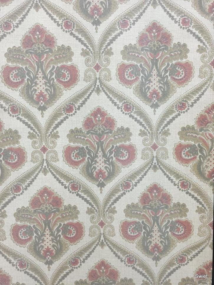9896 barok bloemen vintage behang oudroze  swiet, Huis en Inrichting, Stoffering | Behang, Verzenden