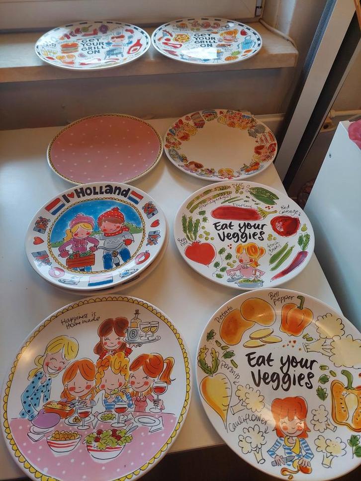 9 Blond Amsterdam Dinerborden, Huis en Inrichting, Woonaccessoires | Schalen en Manden, Gebruikt, Schaal, Rond, Porselein of Keramiek