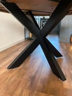 Mango houten ronde eettafel met stalen poten, Huis en Inrichting, Tafels | Eettafels, Ophalen, Gebruikt, Rond, Metaal