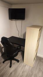 Bureau met kallax kast en stoel, Ophalen, Gebruikt, Bureau