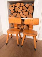 Twee Vintage Houten Stoeltjes, Huis en Inrichting, Stoelen, Gebruikt, Twee, Bruin, Ophalen of Verzenden