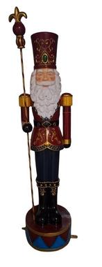 Notenkraker kerstman met staf rechts 125cm laminaat €495,-, Diversen, Kerst, Ophalen, Nieuw