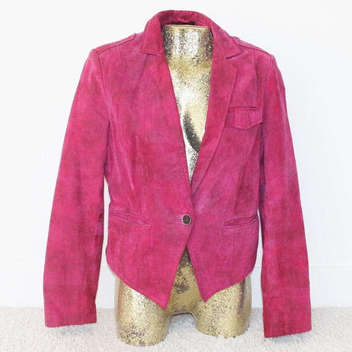 Zeer Mooie Suede Rino & Pelle Jas (L) € 60,-, Kleding | Dames, Jassen | Winter, Zo goed als nieuw, Maat 42/44 (L), Roze, Ophalen of Verzenden