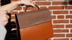 Vintage Loewe Structured Top Handle Bag, Sieraden, Tassen en Uiterlijk, Tassen | Damestassen, Ophalen, Gebruikt, Bruin, Handtas