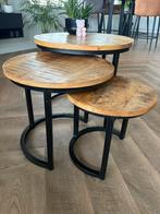 Industriële salontafels, Huis en Inrichting, Ophalen, 50 tot 100 cm, Rond, Zo goed als nieuw