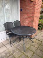 Ronde ijzeren tuintafel met 2 stoelen, Tuin en Terras, Tuinsets en Loungesets, Overige materialen, Gebruikt, Eettafel, Tuinset