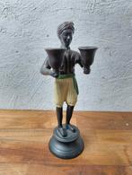 Antieke bronzen 'Blackamoor' kandelaar, gepolychromeerd, Antiek en Kunst, Ophalen of Verzenden