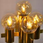 Mid century Sciolari vloerlamp messing met gerookt glas 70s, Ophalen, Gebruikt, Glas, 150 tot 200 cm