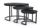 Zwarte 3-delige Bijzettafel/Salontafel Set, Huis en Inrichting, Ophalen, Minder dan 45 cm, Minder dan 55 cm, Rond