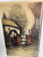 Inkt tekening van een oude molen, Ophalen of Verzenden
