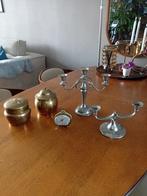 Antieke verzameling: Tabakspotten, kandelaars, wekker, Antiek en Kunst, Ophalen of Verzenden