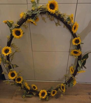 XXL (110/130 cm) krans, bloemstuk met zijden kunstbloemen  beschikbaar voor biedingen