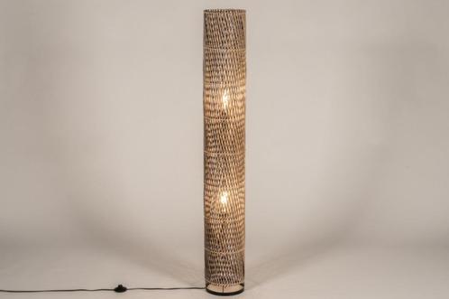 vloerlamp bamboe zwart riet bank hoekbank tafel stoel lamp, Huis en Inrichting, Lampen | Vloerlampen, Nieuw, Metaal, Ophalen of Verzenden