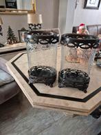 2 Barok Windlichten met Geslepen Glas hoog 41 breed  21, Ophalen of Verzenden, Gebruikt