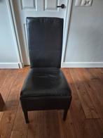 6 Zwart leren eetkamerstoelen, Ophalen, Gebruikt, Zwart, Leer